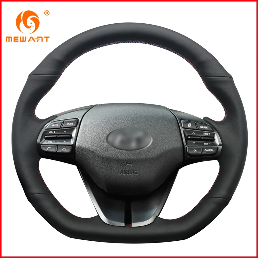 MEWANT Black Leather Car Steering Cover for Hyundai Elantra 4 2016 2017 Interior Accessories Parts | Автомобили и мотоциклы