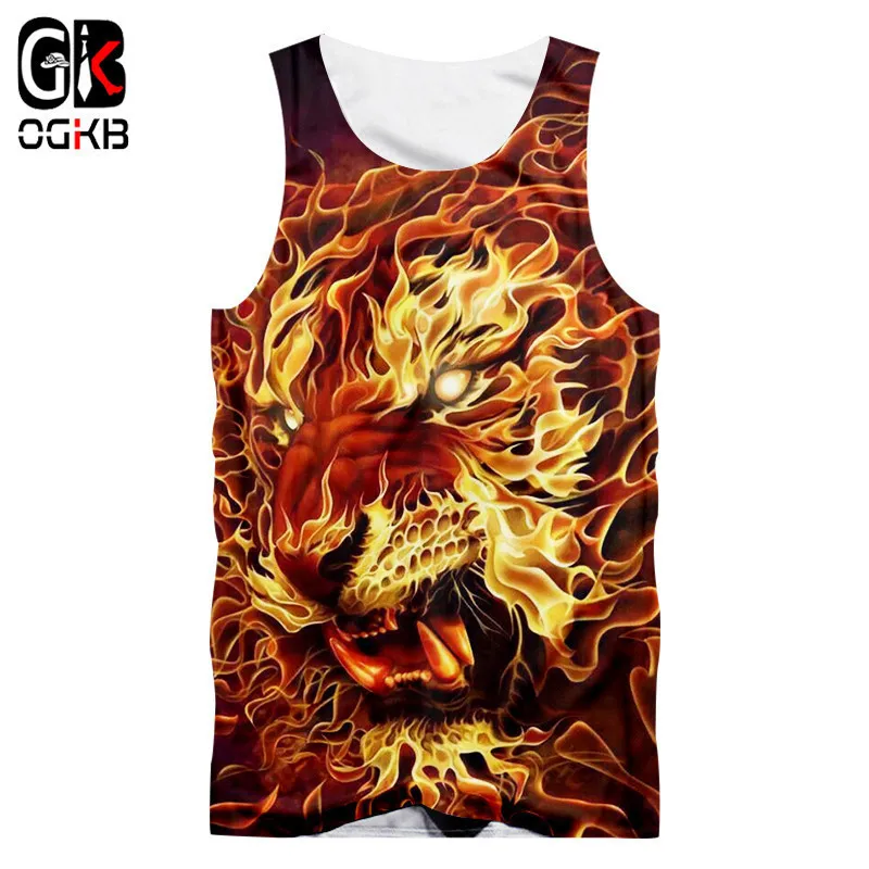 Футболка OGKB летняя для тренировок фитнеса без рукавов женщин/мужчин с 3d принтом