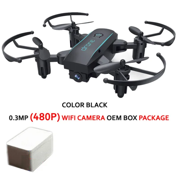 0.3mp black oem box HY 1601 мини Дроны с камерой HD 720P Квадрокоптер Дрон складной в реальном времени видео Безголовый wifi FPV Квадрокоптер RC вертолеты - Цвет: 0.3mp black oem box