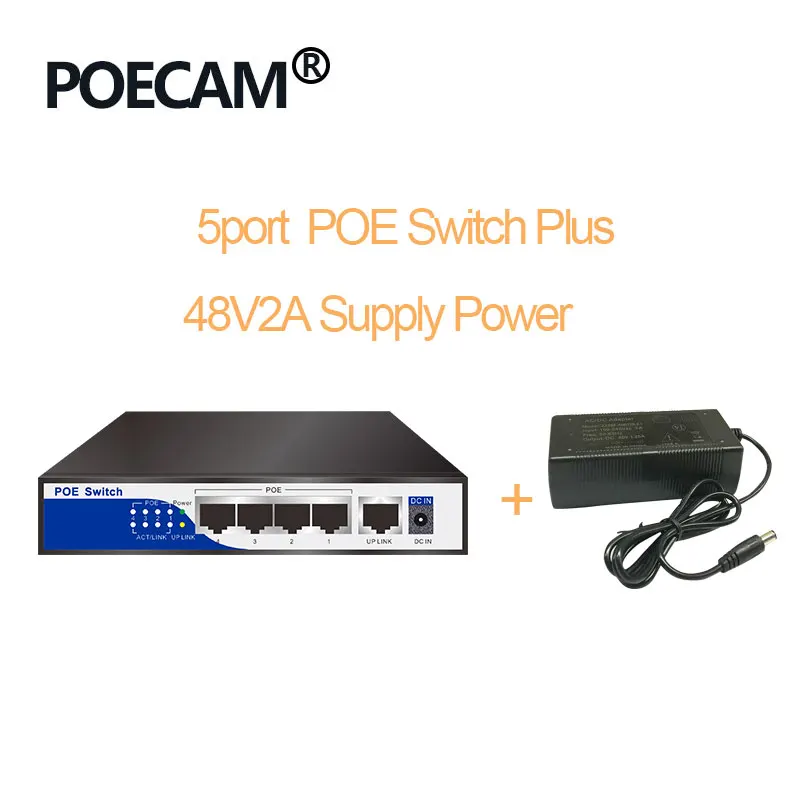 Суммарная мощность 65 Вт 10/100 Мбит/с rj45 работать переключатели 802.3af для камеры ip nvr беспроводной телефон Wi-Fi точка доступа 4-портовый коммутатор питания через Ethernet - Цвет: with 48V2A power