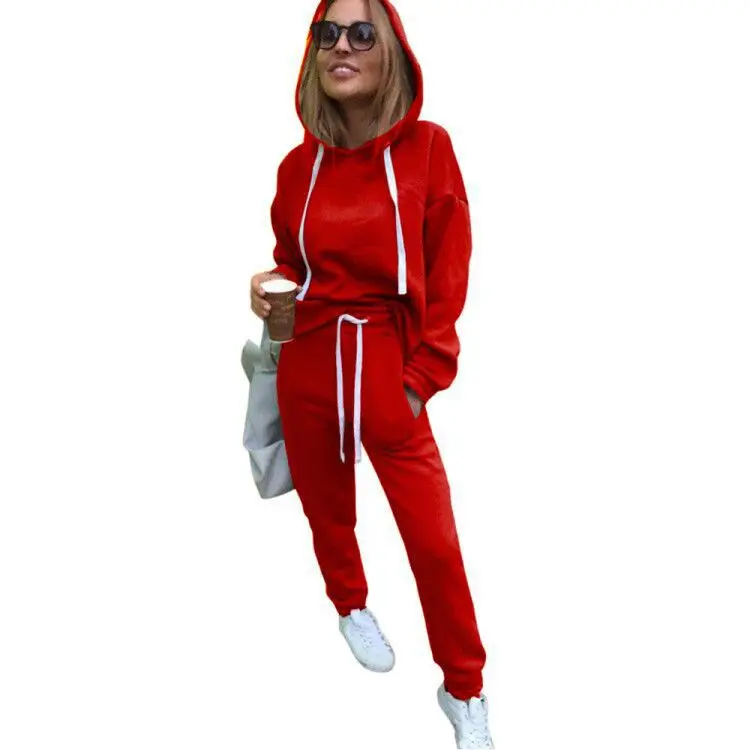 Brand New 2 Piece Set Women Hoodies Pant Clothing Warm Newest Clothes Ladies Solid Tracksuit Top Pants Suit |