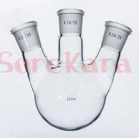 250ml laboratory borosilicate glass 2429 joint glass flask round bottom with three necks
