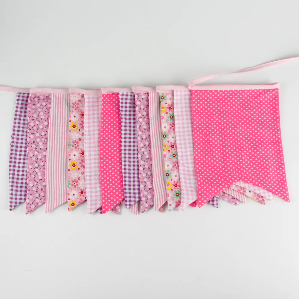 Новинка 3 5 м 12 флагов розовая ткань флажки ручной работы индивидуальное