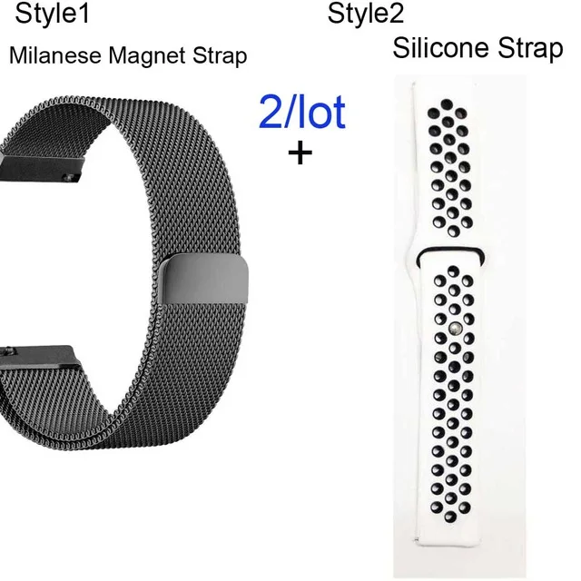 22 мм браслет ремешок для huawei Watch GT Honor Magic Dream Watch Band для Huami Amazfit Pace Stratos Milanese Correa для samsung - Цвет: balck-white black