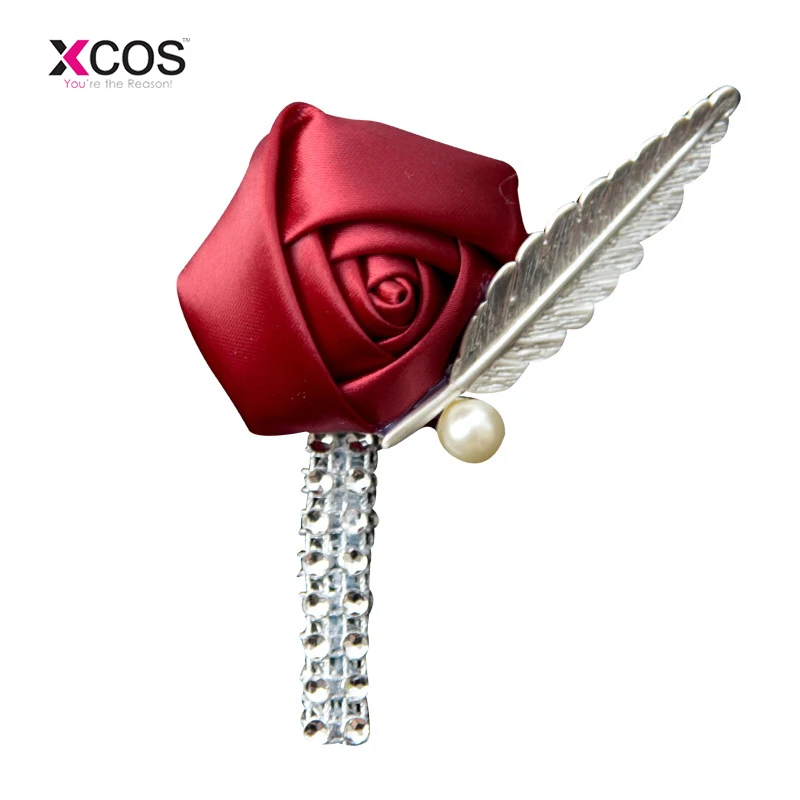 Xcos Ivory Rose Crystal Pearl Wedding Prom Corsage Ceremony Flower Boutonnieres Groom Groomsmen Buttonhole Boutonniere |