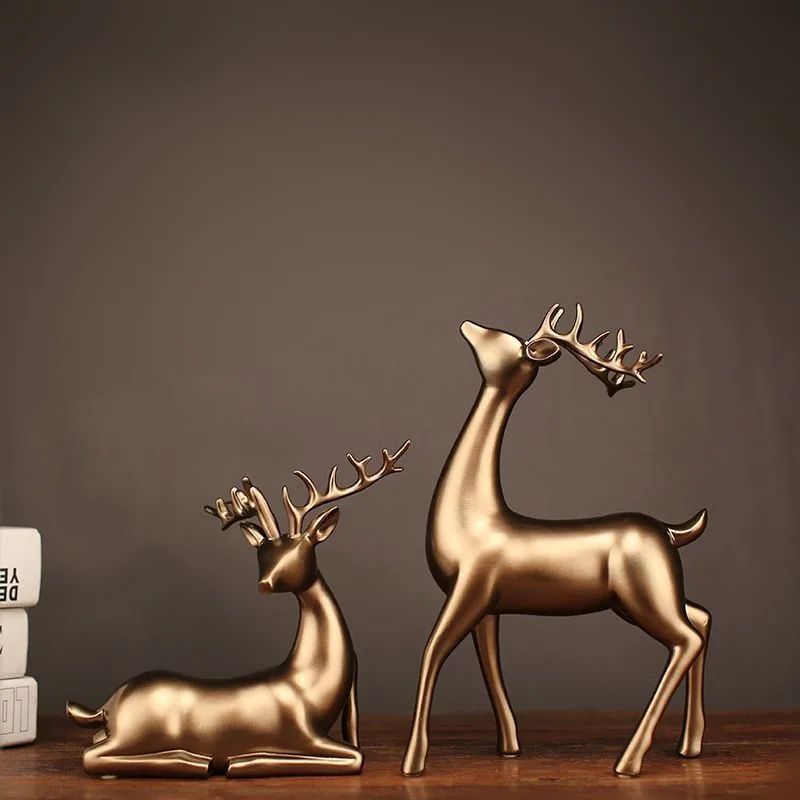 

Retro Fashion Creative Golden Animal Deer Nordic Household Items Decorative Ornaments Crafts Accessories Statue Sculpture