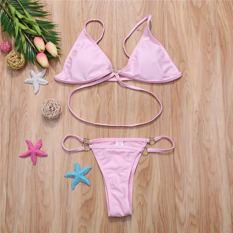 

2019 Newest Summer Sexy Womens Padded Push-up Bra Bandage Bikini Set Low Waist Lace up Swimsuit Bathing Suit Swimwear Beachwear