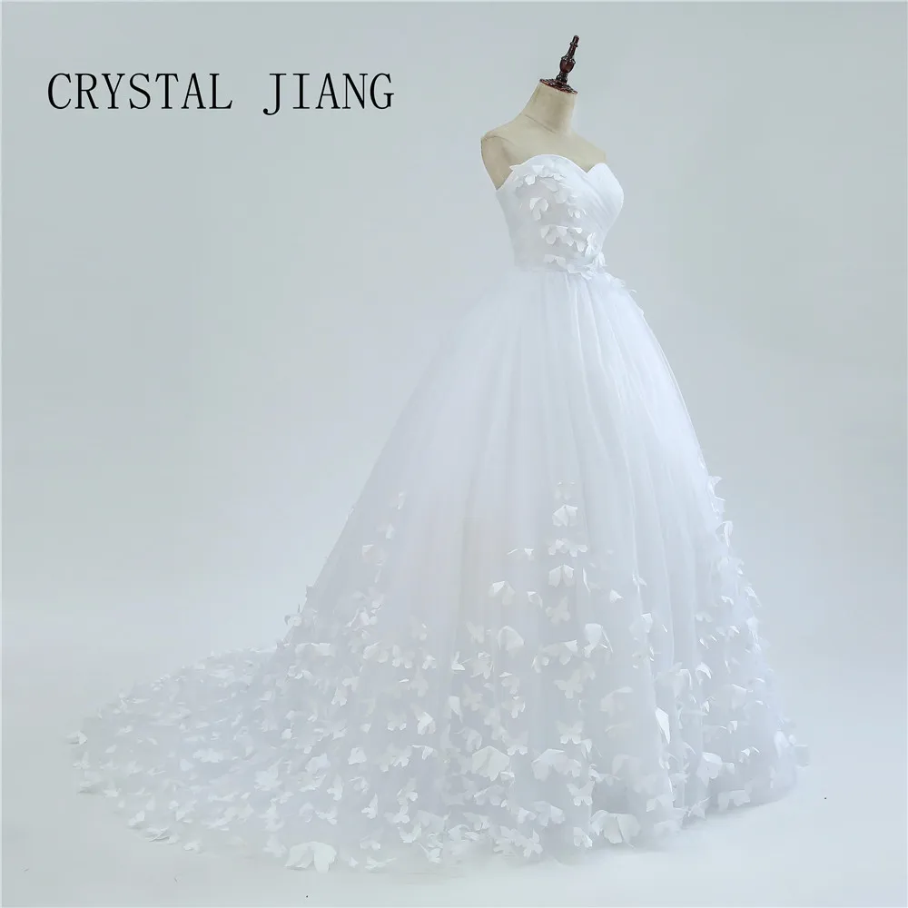 Свадебное бальное платье с кристаллами JIANG Vestido De Noiva 3D бабочкой милое красивое