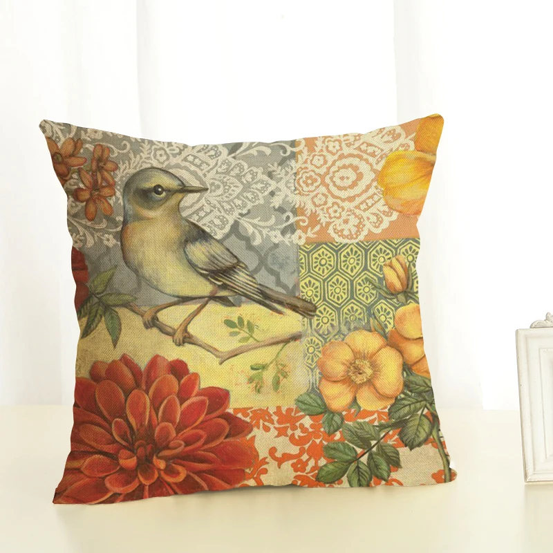 2017 новое поступление Ретро Чехол для подушек с изображением птиц декоративная