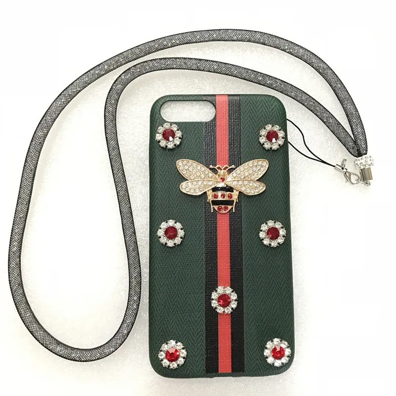 Aoweziic Мода для iPhoneX 7 8 плюс 6 s+ плюс XR XS MAX Kawaii DIY Bling Блеск Кристалл Bee из мягкой кожи с ремешком телефон случаях