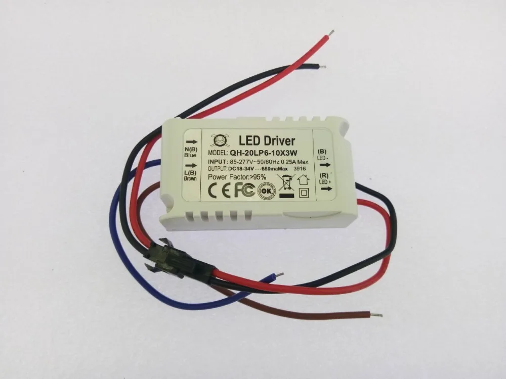 10 шт. 6 10x3W выход 650mA DC18 34V светодиодный драйвер освещение Трансформатор источник
