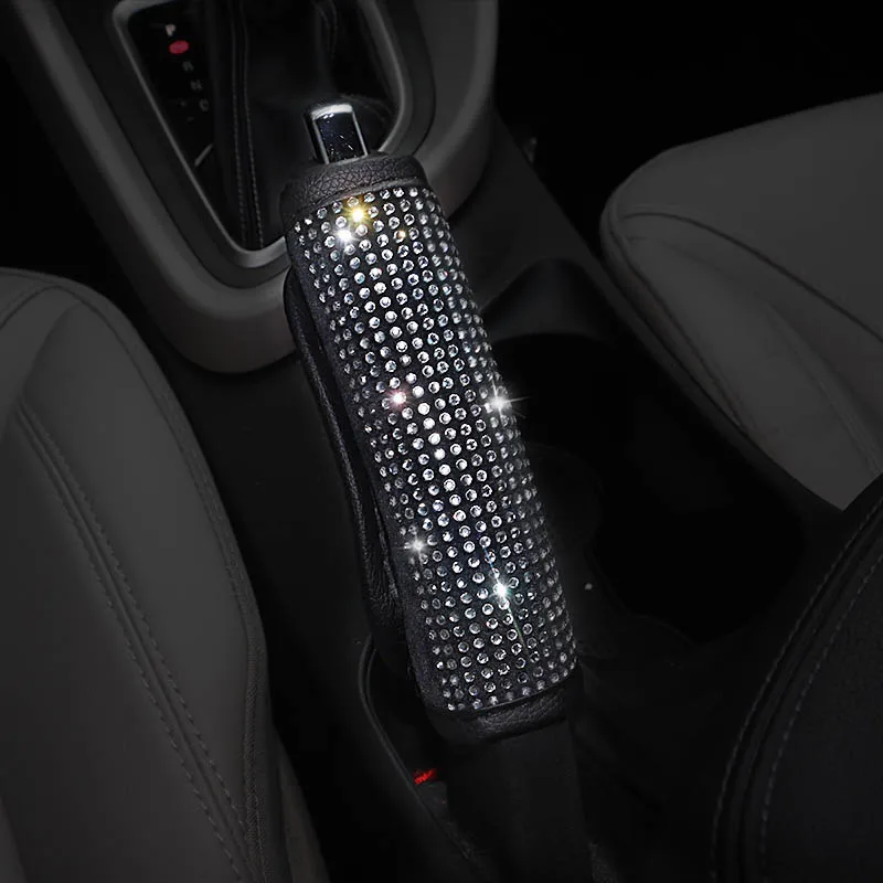 hand brake cover Роскошная обувь с украшением в виде кристаллов со стразами идеально сочетаются с нарядным автомобиля крышки рулевого колеса для Для женщин девочек кожа горный хрусталь Крытая рулевое колесо, аксессуары для интерьера - Название цвета: hand brake cover