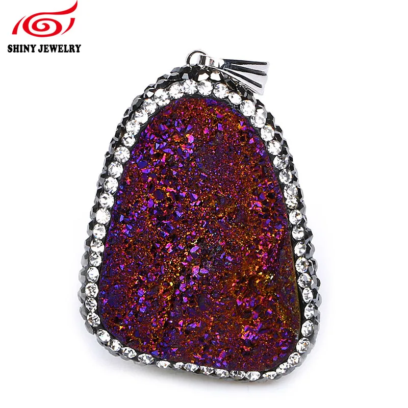 Оптовая продажа синяя уникальная подвеска Drusy из хрустального камня необычная
