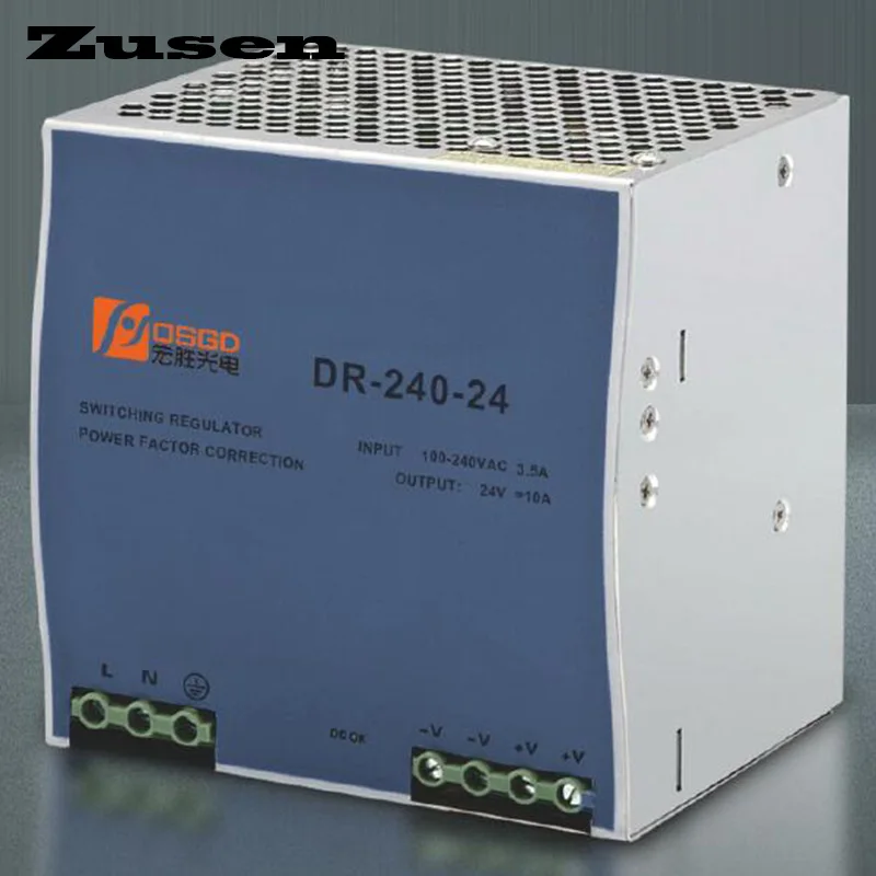 Zusen DR 240W 12V 24V 36V 48V Защита от перегрузки Din рейка переключатель питания