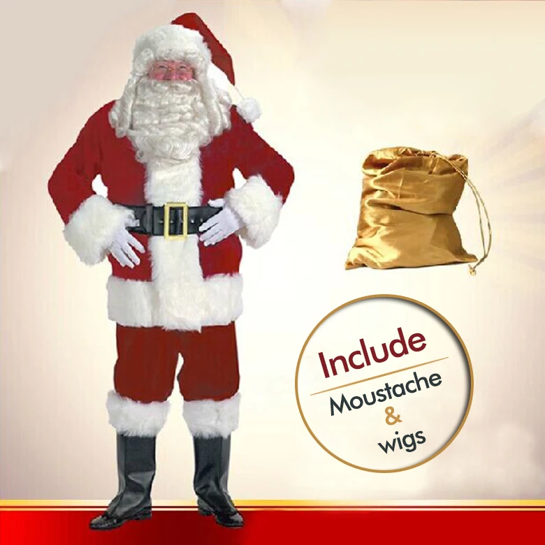 Cosplaydiy Бесплатная доставка Рождественский костюм Санта Клауса для