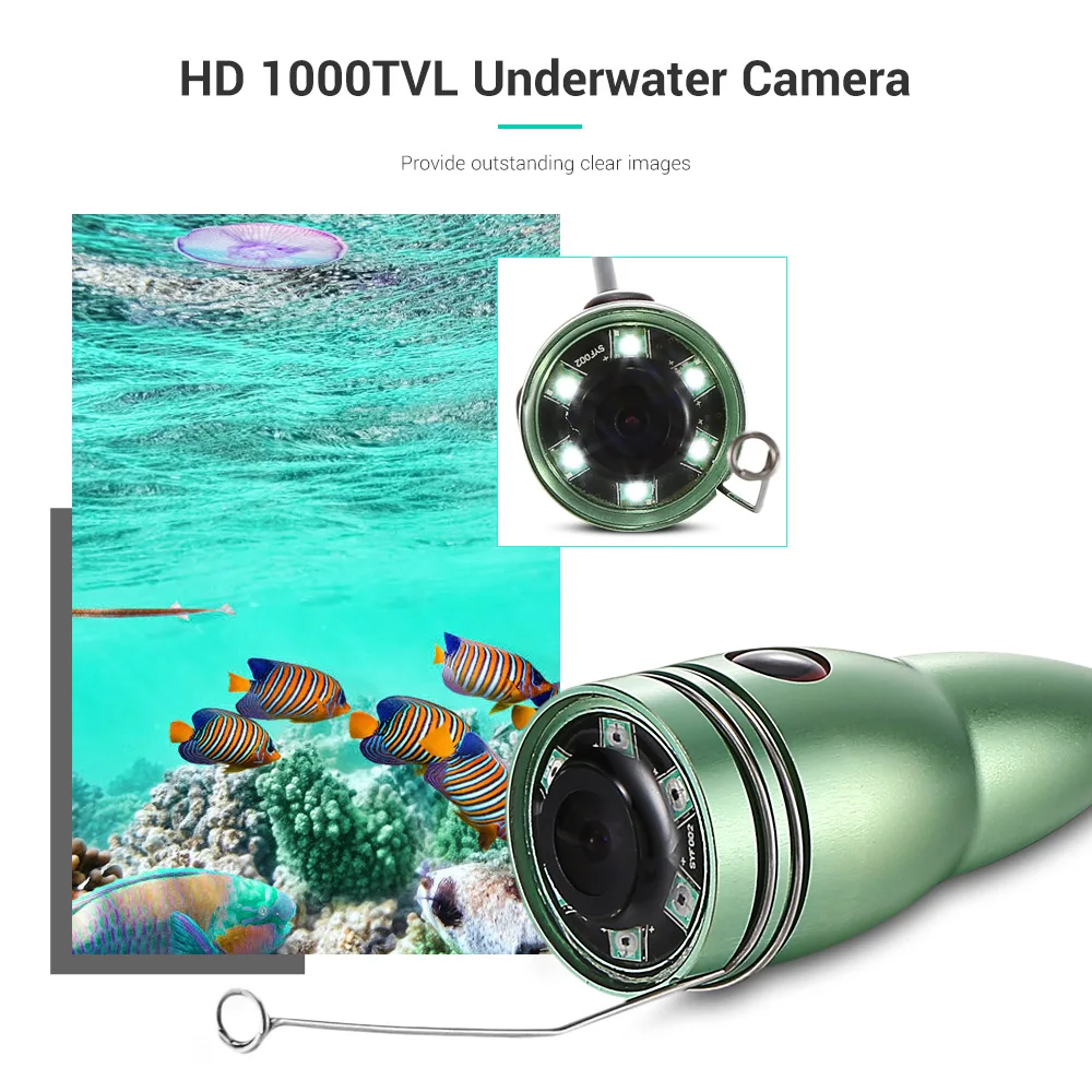 15M 1000TVL Fish Finder Underwater Ice Fishing Camera 4.3 Inch LCD Monitor 6pcs White / IR LED Night Vision Camera Fishfinder