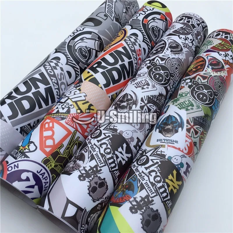 HD Print JDM Sticker bomb Vinyl Wrap Film Roll Graffiti Cartoon Car Wrapping Sticker Console Computer Laptop Skin Motorcycle
