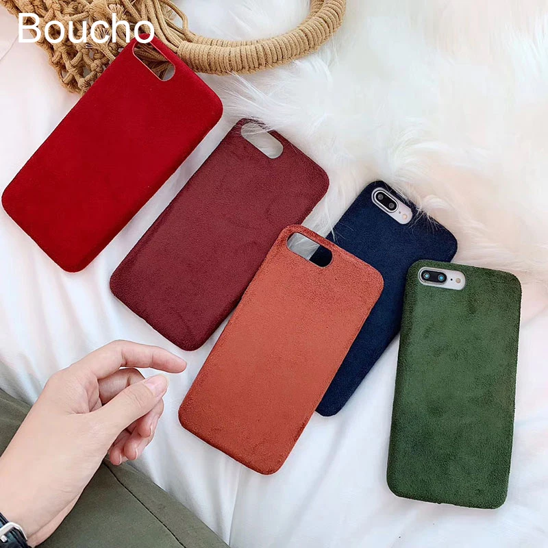 Силиконовый чехол Boucho для iphone 6 6s 7 8 Plus модные мягкие Меховые плюшевые текстурные