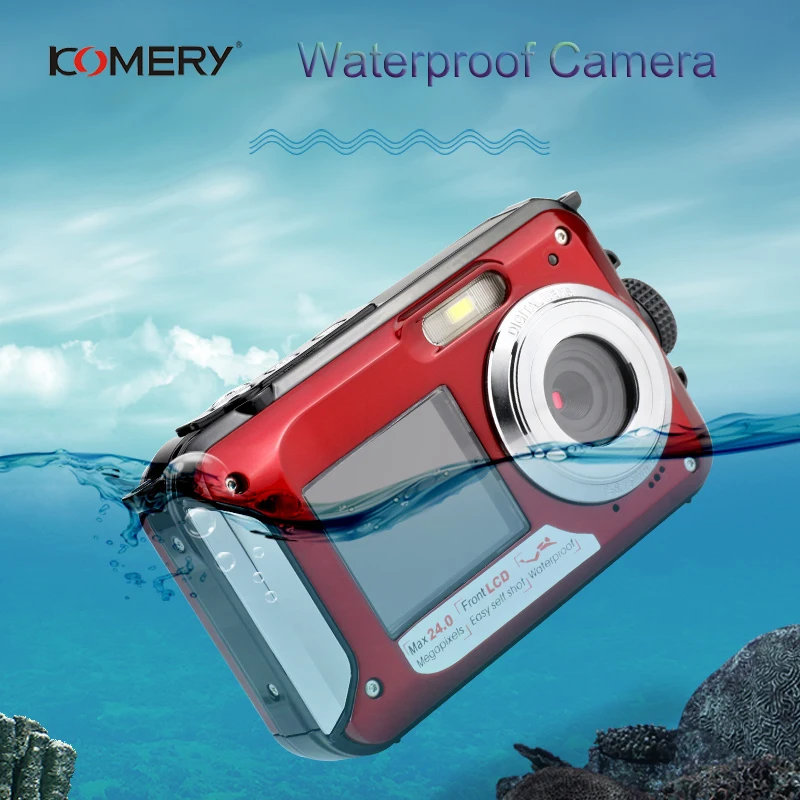 Водонепроницаемая цифровая камера KOMERY видеокамера с двойным экраном 2 7 K 48MP 16X