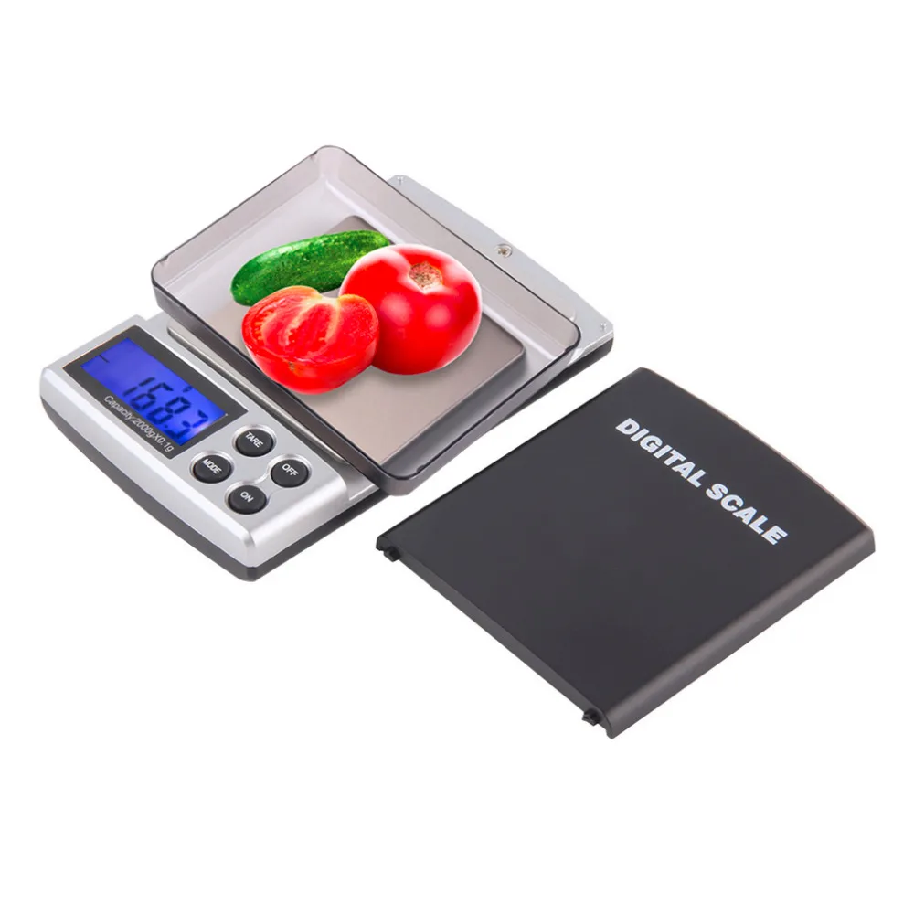 

2000g x 0.1g Pocket Electronic Digital Jewelry Scales, Kitchen Weighing Scale Balance, LCD Display with Backlight Drop shipping