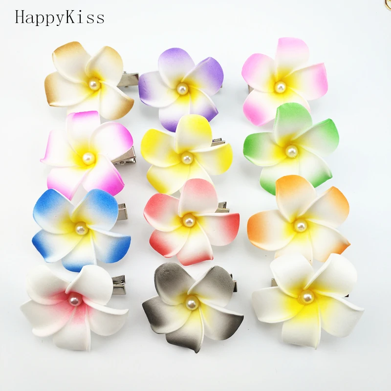 12 шт Женские аксессуары для волос пена шпилька Frangipani заколка Гавайский цветок