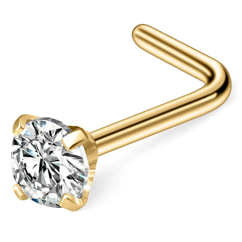 JFORYOU 20G хирургическая сталь смешанные цвета CZ кольца для носа шпильки L-образные