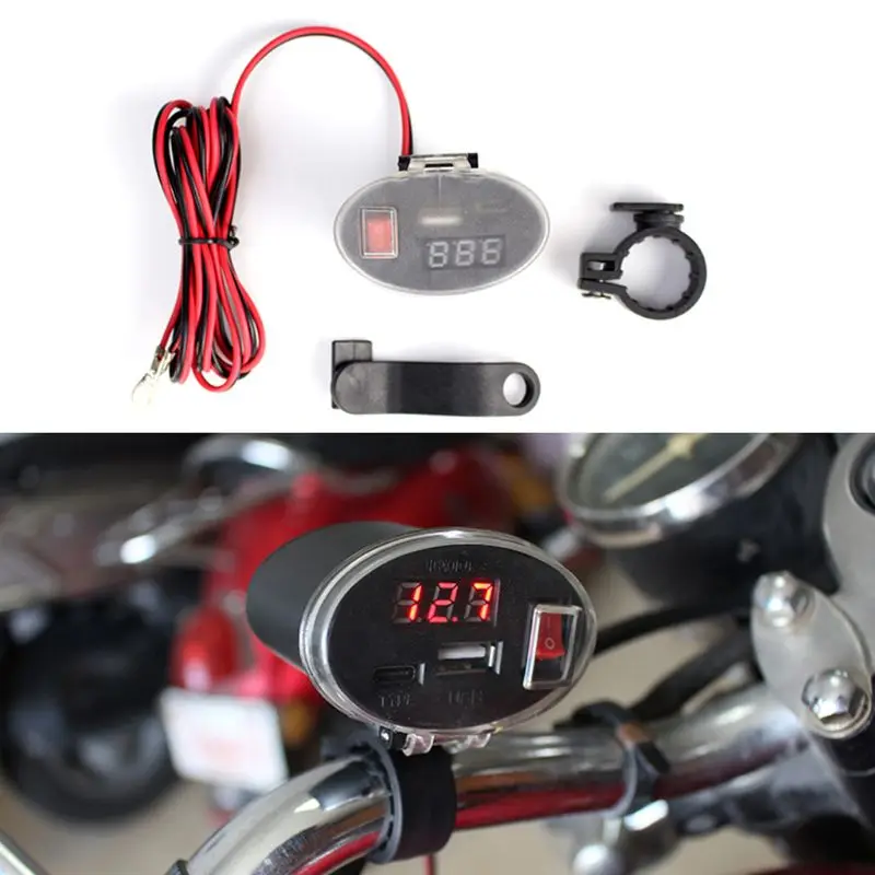 Универсальный Водонепроницаемый 12 V-24 V мотоцикл QC 3 0 Тип usb C PD быстрая Зарядное