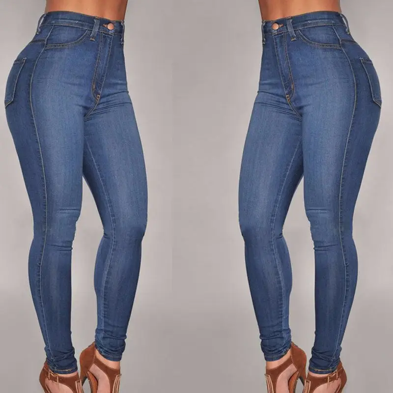 Women Pencil Stretch Casual Denim Skinny Jeans Pants High Waist Trousers Europe and America | Женская одежда
