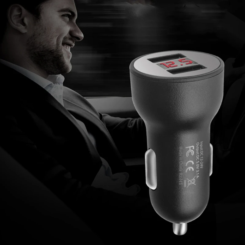 12V двойной порт USB Автомобильное зарядное устройство Красный светодиодный цифровой дисплей напряжения адаптер для смартфонов планшетных ПК