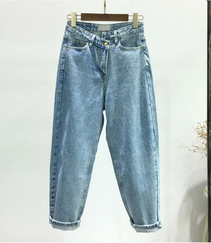 NEW Women's Jeans Wide Leg High Waist Jeans BF Pants Loose Casual Trousers Irregular Denim Pants Plus Size Jeans For Women