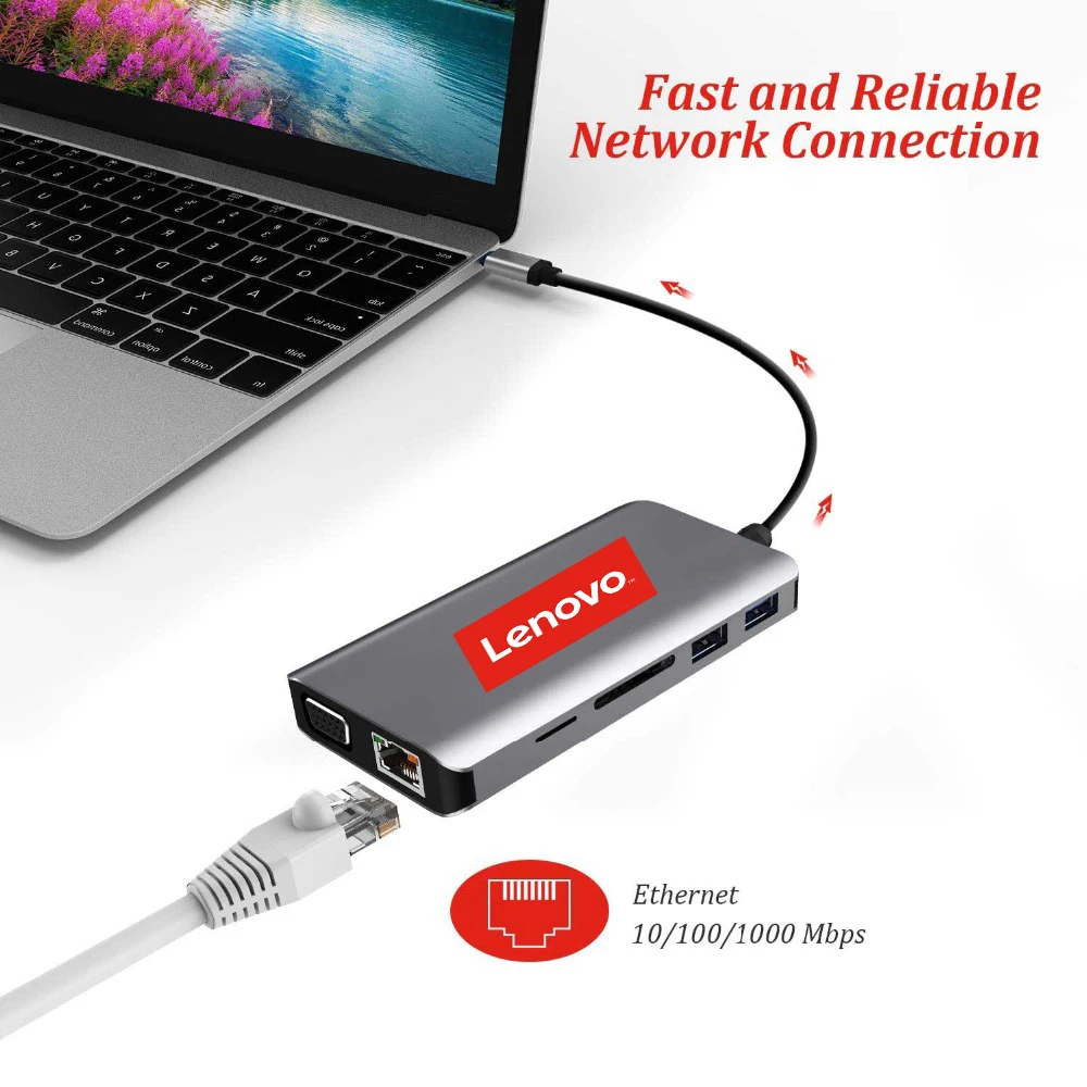 11 в 1 USB C док-станция для 4K HDMI RJ45 VGA Ethernet для lenovo для MacBook Pro ноутбука usb type C устройство LX0801