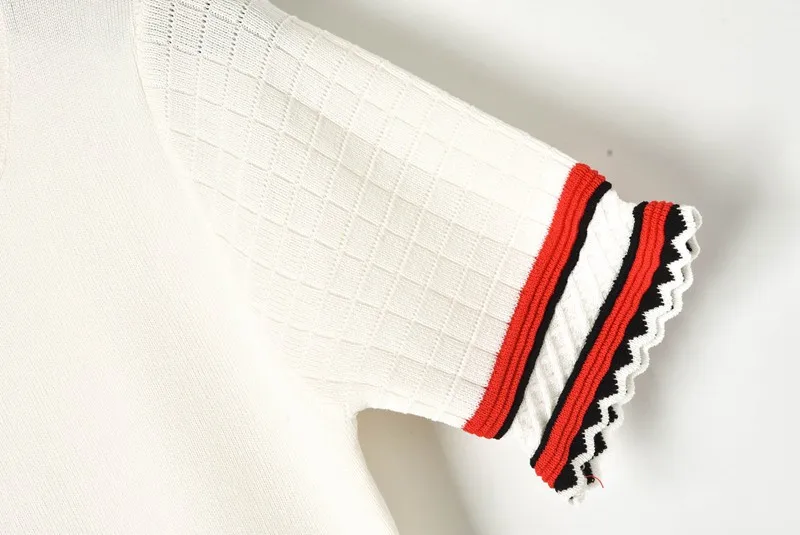 Вязаное летнее платье женское 2019 с круглым вырезом коротким рукавом А силуэта до