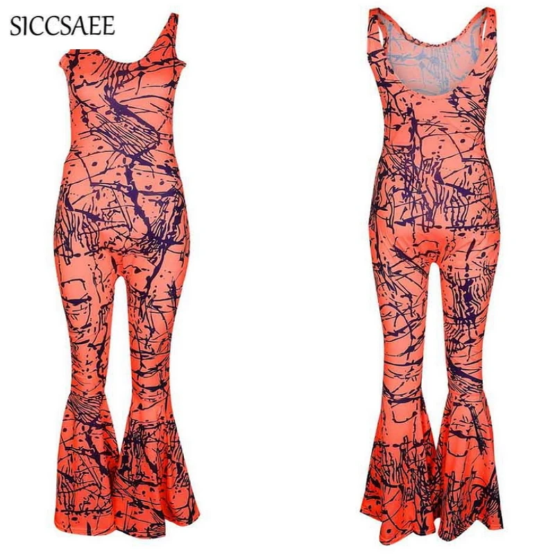 Tie Dye с открытой спиной женские комбинезон клеш брюки пикантные Одна деталь