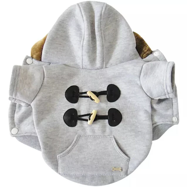 Новинка зимняя куртка с роговыми пуговицами капюшоном для собак пальто красный