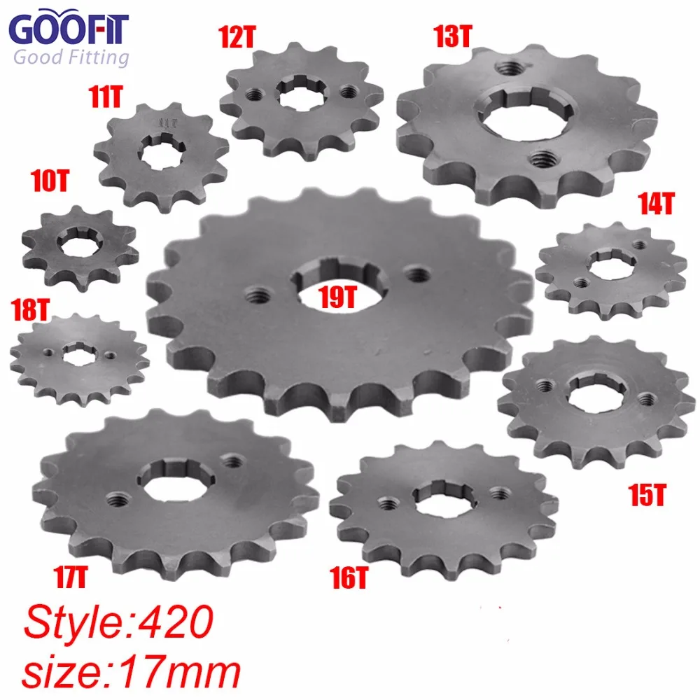 GOOFIT 420 10-19 зуб 17 мм ID двигатель передние звездочки для 50cc 70cc 90cc 110cc скутер мотоцикл велосипед ATV Quad Go Kart мопед