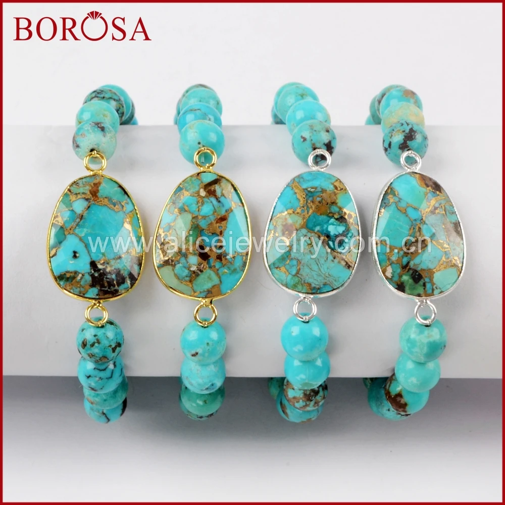 BOROSA 1/2/3 шт Золото/Серебро Цвет Медь натуральная бирюза граненый с 8 мм натуральной