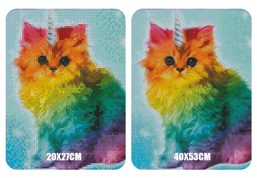 Полный 5D Diy Daimond Картина Вышивка крестом "Единорог кошка" 3D круглая Алмазная мозаика Стразы картина вышивка мультфильм