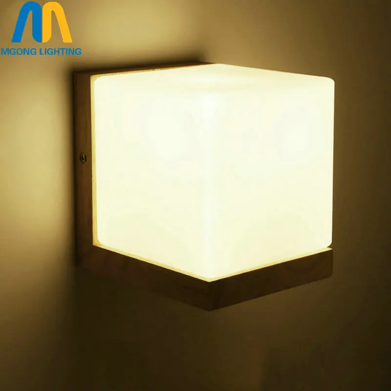 Современный деревянный стеклянный настенный светильник освещение для прихожей