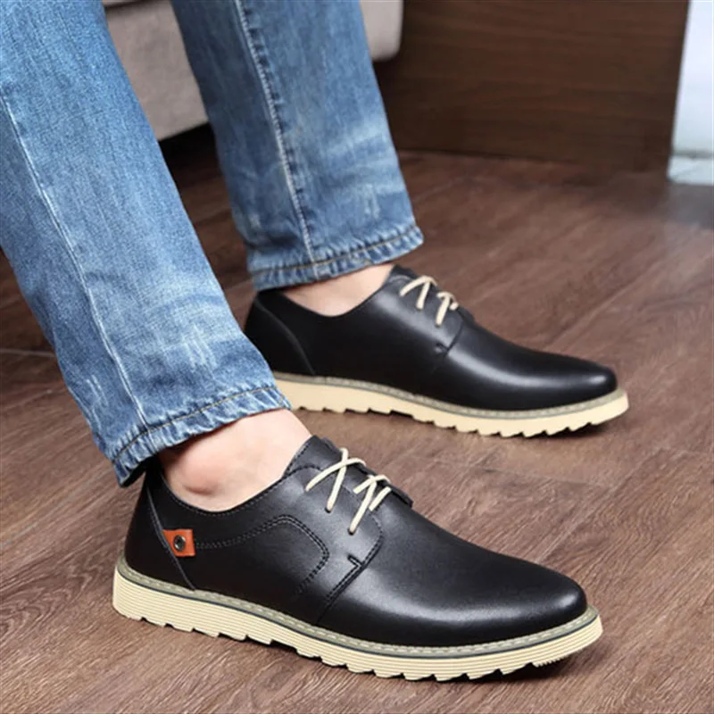 FABRECANDY Plus size 37-48 Men Shoes England Trend Casual Leather Breathable Male Footear Loafers Men's Flats | Обувь