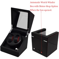 open box self stop motor rotate watch winders for automatic watches new design black carbon dry batteryplug 110 240v global use