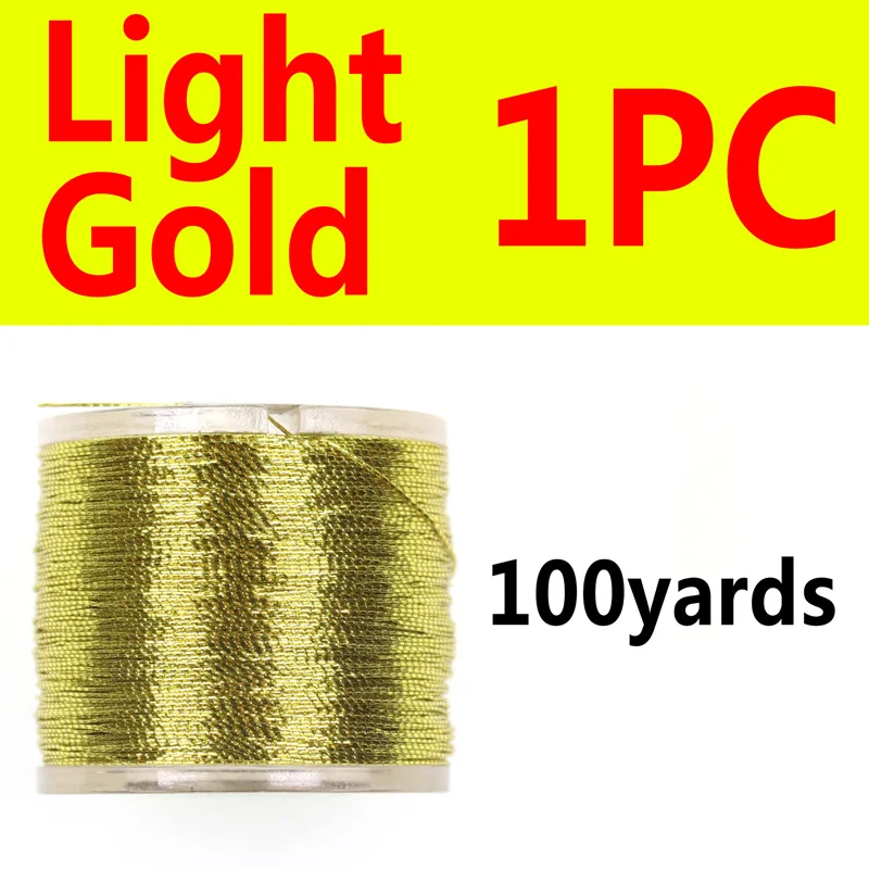 1pc light gold 100 ярдов металлическая нить для обмотки удочек, ребристый крючок для ловли летучих мышей, для морской рыбалки - Цвет: 1pc light gold