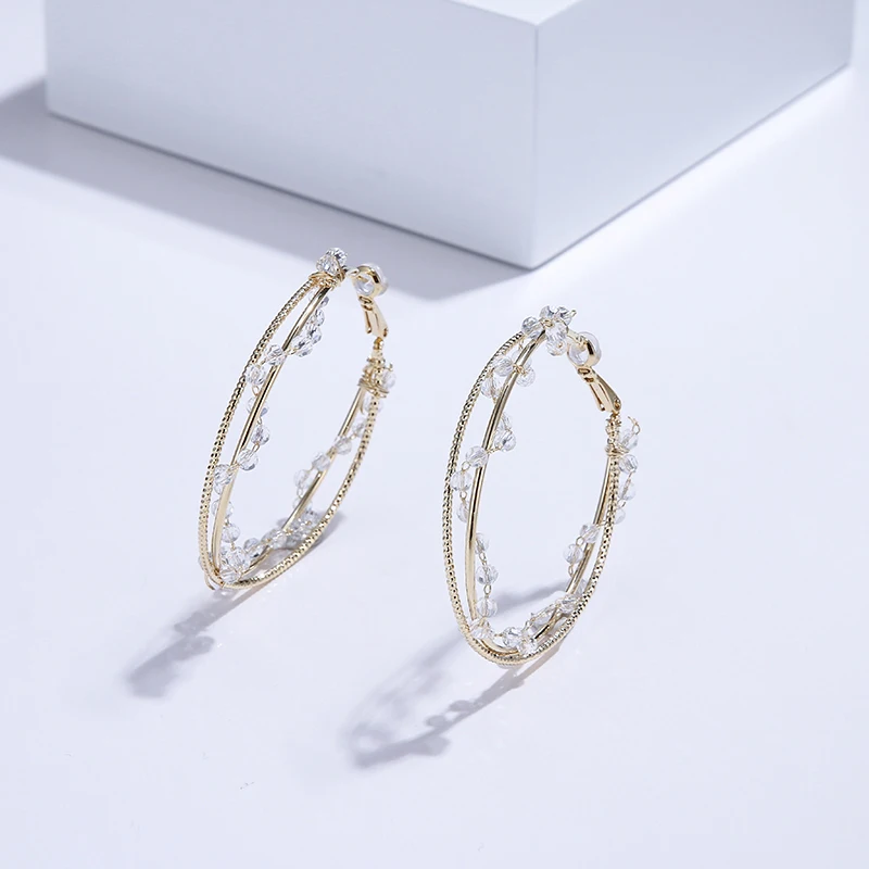YMYW Exquisite Romantic Crystal Handmade Hoop Earrings Copper Statement Luxury 16 K Metal for Women Bride Jewelry 2019 | Украшения и