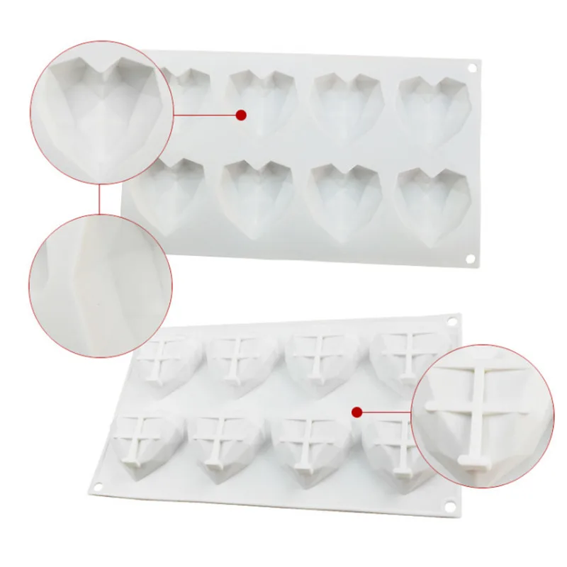 8 полости Алмазное сердце конфеты формовочные лотки силиконовая форма для