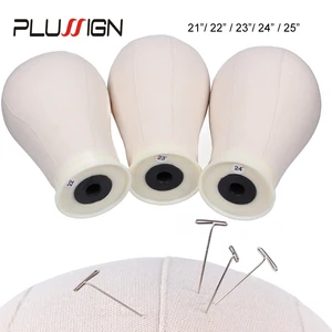 Голова-манекен Plussign из пробкового холста с набором из держатель подставки для парика обучающих голов для манекена, голова для изготовления парика 21-25 дюймов