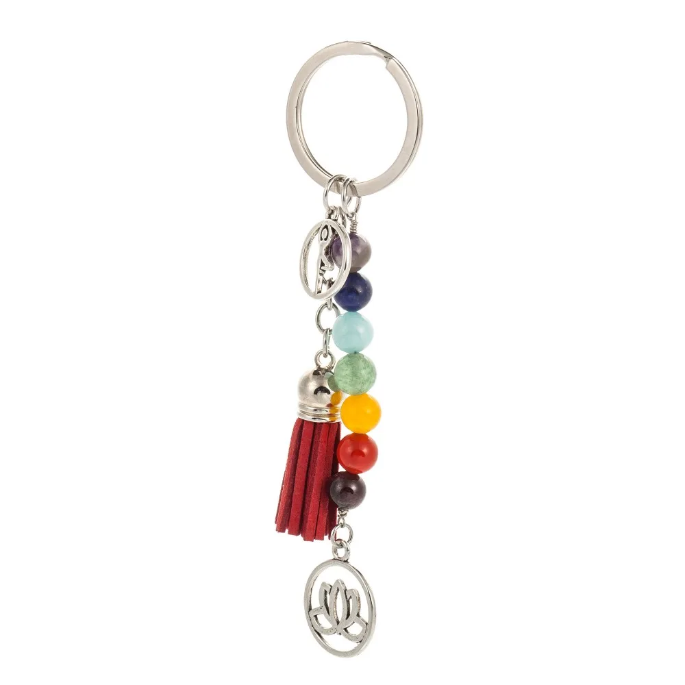 2016 new arrival fashion silver plated tassel Doll lotus Colored beads keychain for woman&ampman charm Christmas present | Украшения и