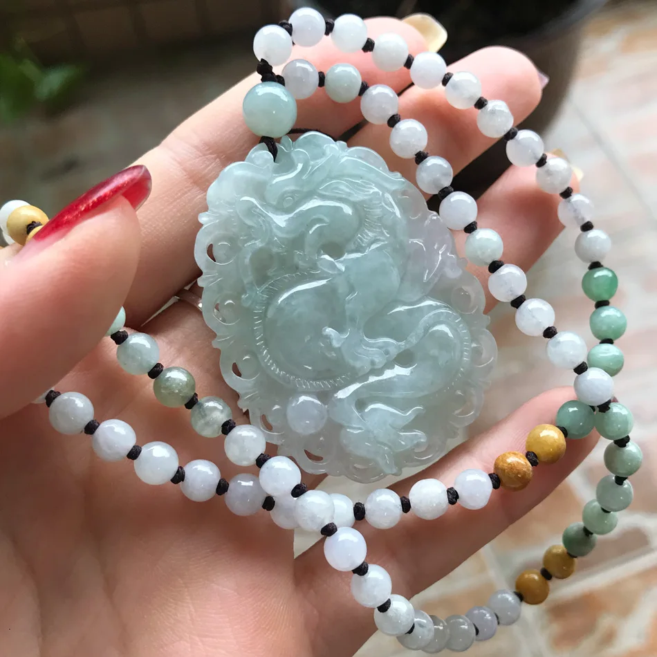 Натуральный товар yu длинный ледяной кулон Лунный Новый год животное дракон и