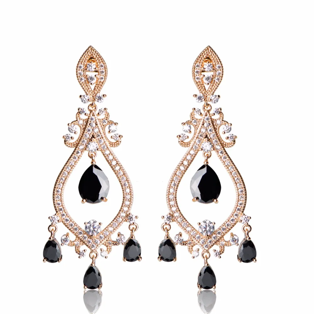 Blucome Water Drop Rhinestone Серьги Для Девушки Женщин Родий Позолоченный CZ Циркон