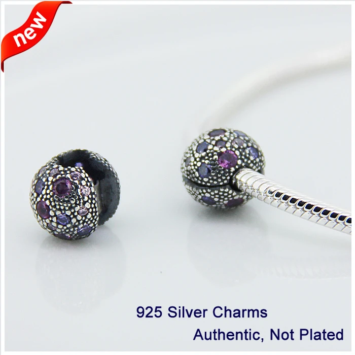 Браслеты Pandora из серебра 100% пробы с фиолетовыми космическими звездами|diy jewelry making