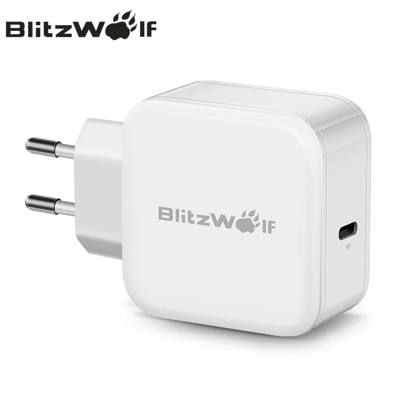Настенный адаптер для быстрой зарядки BlitzWolf USB Type C PD 30 Вт iPhone 11 Pro X Max Macbook|travel