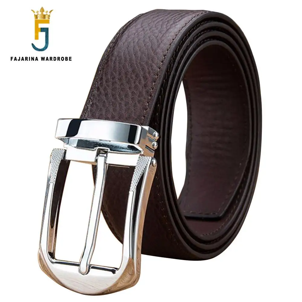 FAJARINA Quality Genuine Leather Belts for Men Leisure Striped Male Pin Buckle Metal Cowhide Belt Fancy Vintage Jeans N17FJ596